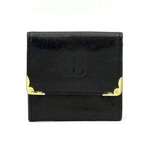 Balenciaga Black Leather Mini Wallet / Coin Purse ✔️Authentic! Gold Metal Corner